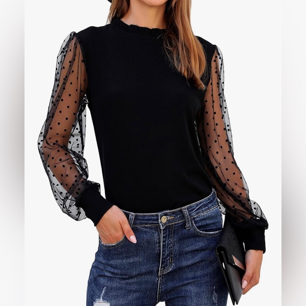 Blooming Jelly Elegant Black Sheer Sleeve Top Sz XL